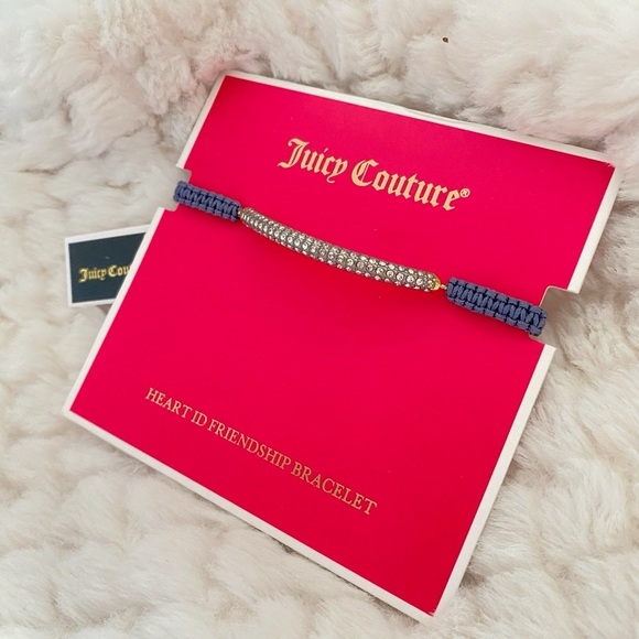 Juicy Couture Dark Blue Rope Gold Crystal Friendship Adjustable Bracelet NWT - Picture 7 of 8